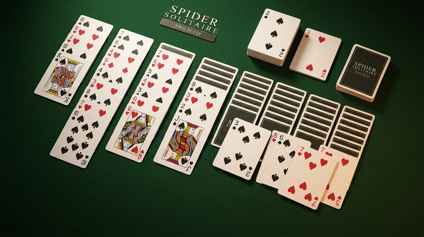 Spider Solitaire 2 Suits strategy and column layouts