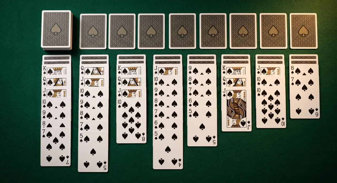 Spider solitaire one suit strategy and card movement